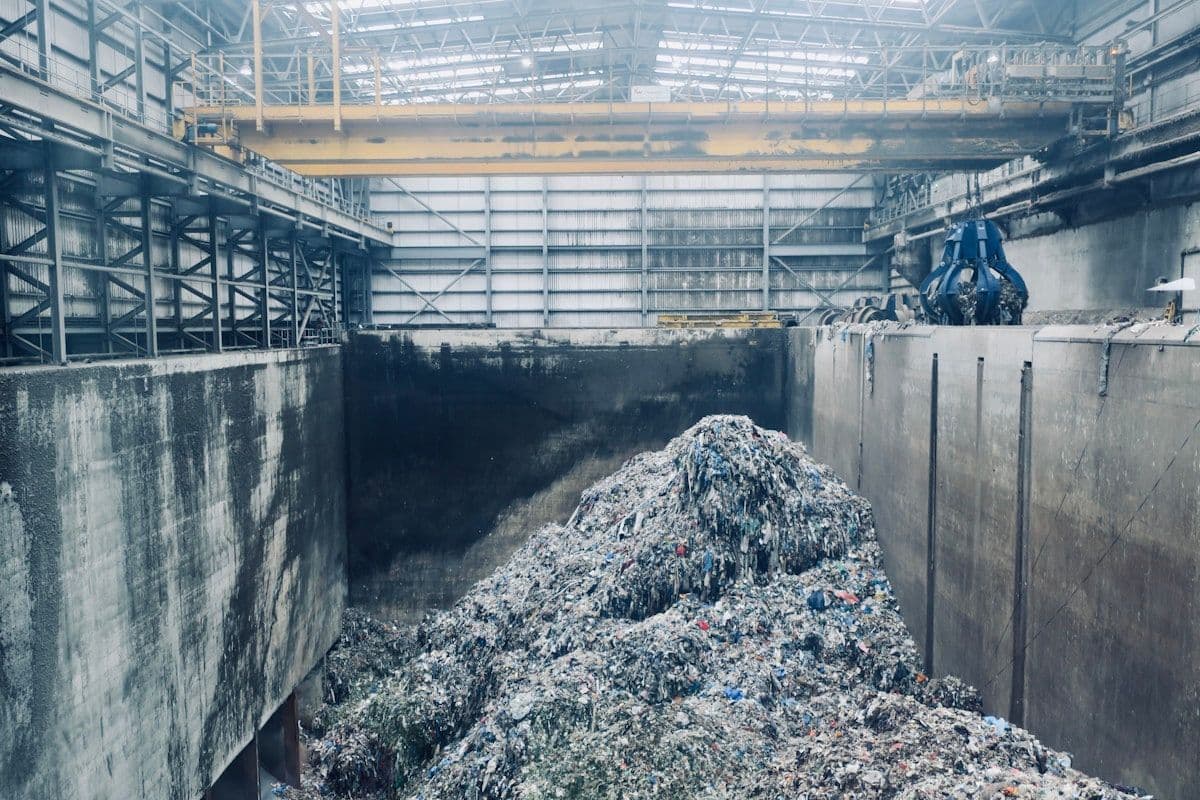 Mixed material stream at an industrial waste facility